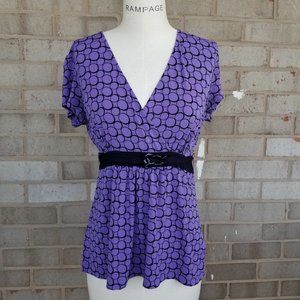 Low V Cross over Purple Blouse Dahlia violet